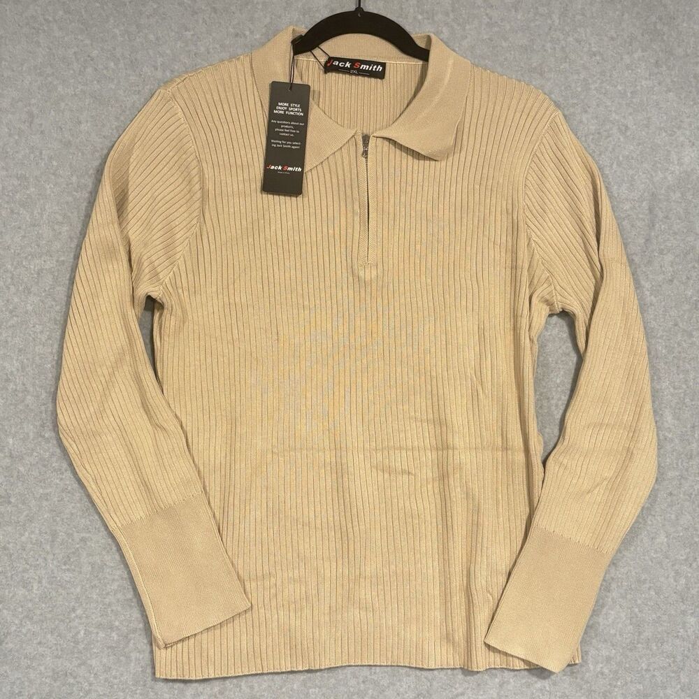 JACK SMITH Womens Ribbed Quarter Zip Sweater 2XL Minimalist Casual Cabincore